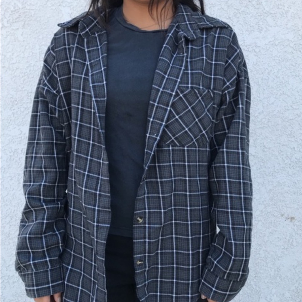 Brandy Melville Grey Plaid Flannel